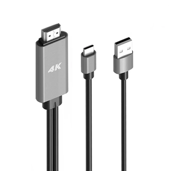 Grey USB C к HDMI кабель конвертер 4K usb type C USB HDMI кабель HDMI Tipo C кабель для samsung Galaxy S8 S9 huawei mate 10 Lumia 950XL - Цвет: Grey