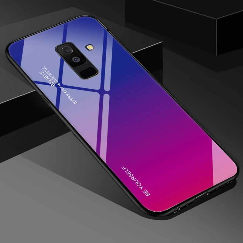 4 Градиент закаленное Стекло чехол для телефона для samsung Galaxy M20 A70 A50 A30 A20E A10 A6 A8 J4 J6 S8 S9 S10 плюс A7 A9 чехол Coque - Цвет: 4
