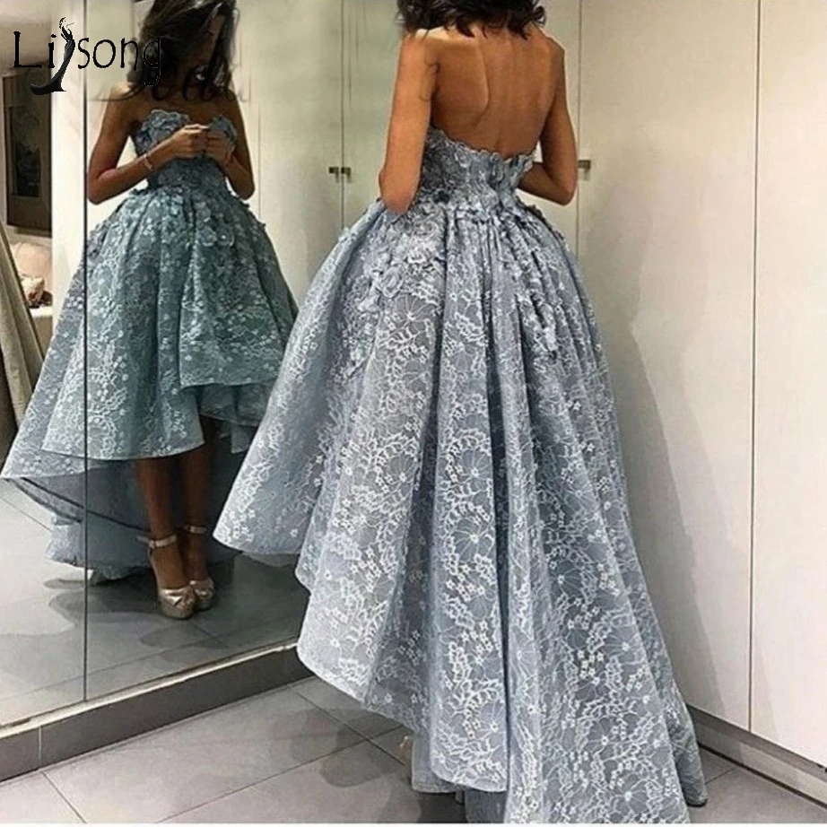 Женское вечернее платье с открытыми плечами Pretty небесно голубое длинное 3D
