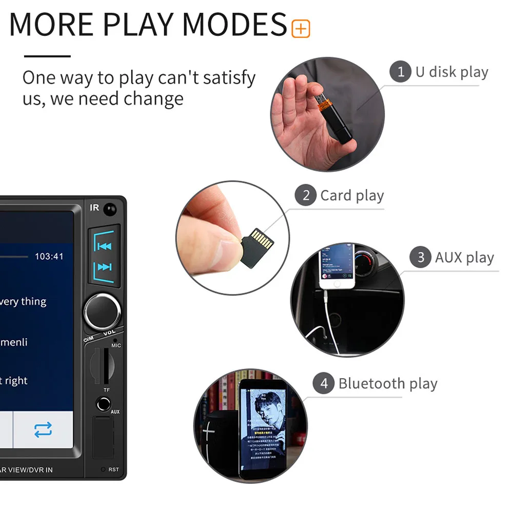Радио MP5 Multimidia Bluetooth FM TF AUX Авторадио Mirriorlink Поддержка просмотра камеры
