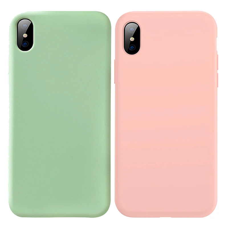 Простой сплошной цвет силиконовый чехол для пар для iphone XR X XS Max 6 6S 7 8 Plus милый карамельный цвет мягкий свежий Модный чехол для телефона s