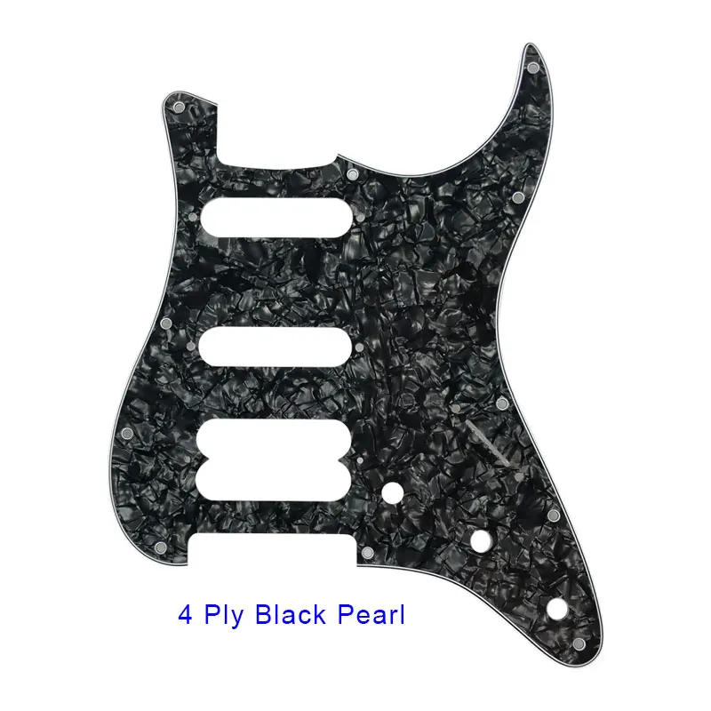 4 ply black pearl Pleroo гитарные аксессуары накладки с 11 винтами для Fender Stratocaster плеер хамбакер стандарт ST HSS гитарная пластина для царапин - Цвет: 4 ply black pearl