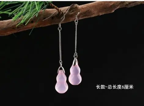 Limited edition natural JADEST earrings carved pink gourd S925 Tremella hook line jewelry for girls | Украшения и аксессуары