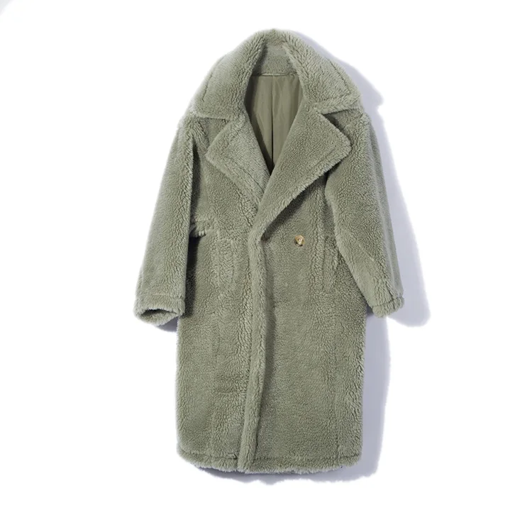 Бирюзовый OFTBUY, пальто с натуральным мехом, длинная парка, зимняя куртка для женщин, Натуральная шерсть, мех овцы, уличный сверхразмерный, толстый, теплый, бренд - Цвет: Бирюзовый