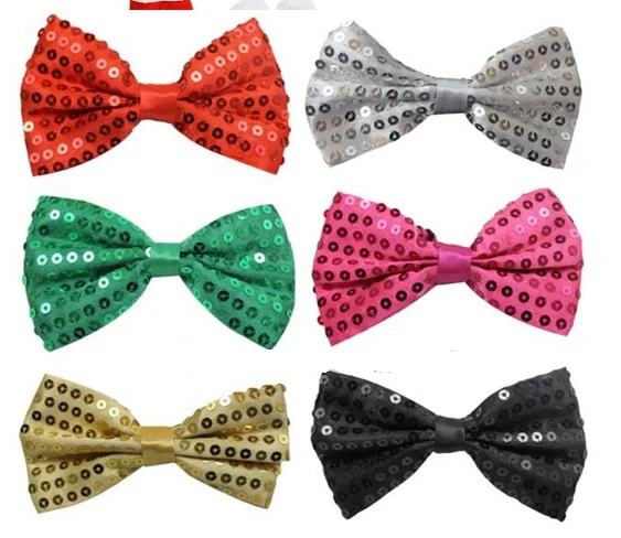 

Stage Performance Shinny Sequin Bows Tie Men Women Boys Girls Pre Tied Bow Tie Party Dance Costume Fancy Dress props gifts