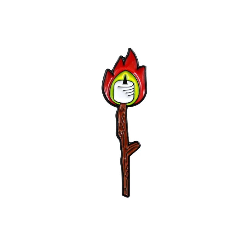 Matchstick металлическая брошь с эмалью милый мультфильм факел пламя значок булавка