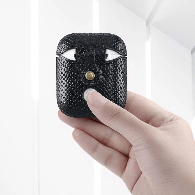 VETOMEET роскошные змеиной кожи Bluetooth беспроводной Чехол для наушников для Apple Airpods зарядное устройство крышка Крюк дизайн ультра тонкий