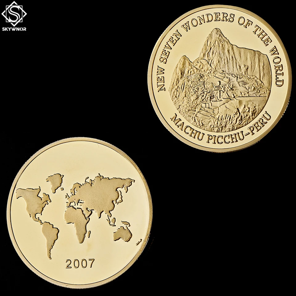 2007 World New Seven wonderes Peru Cuzco Machu Picchu Inca Empire позолоченная памятная монета медальон с
