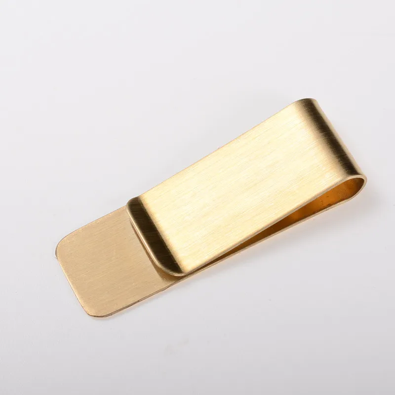 Brass QOONG Чистая латунь пара зажим для денег кошелек Тонкий карманные деньги ID Кредитная карта держатель для денег из нержавеющей стали зажим для купюр QZ40-003 - Цвет: Brass