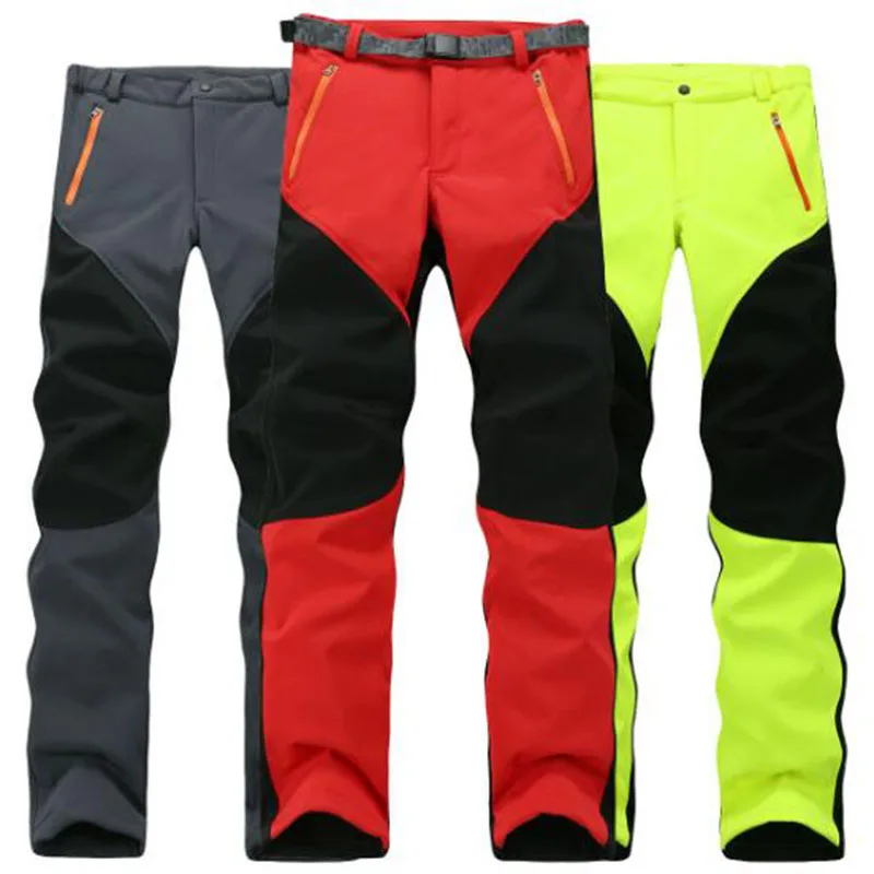 Outdoor Winter Men Thick Warm Fleece Hiking Pants Softshell Trousers Waterproof Windproof Thermal Camping Ski Climbing Plus Size saguaro men women hiking pants 2018 waterproof soft shell camping trekking thermal fleece lining warm ski trousers pants
