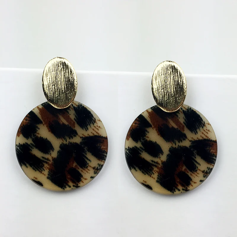 Korean Acrylic Round Leopard Earrings Transparent Punk Panther Earring For Women oorbellen pendientes mujer moda 2020 kolczyki | Украшения