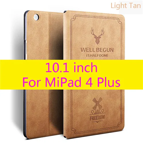 Mipad4 plus LightTan Чехол для Xiaomi Mi Pad 4,8 дюймов, Тонкий Ретро складной чехол-подставка из искусственной кожи, умный чехол для Xiaomi Mi Pad 4 Plus 10,1 дюймов, чехол для планшета - Цвет: Mipad4 plus LightTan