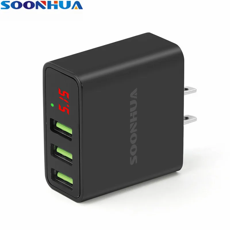 Зарядное устройство SOONHUA универсальное с 3 USB портами и светодиодным