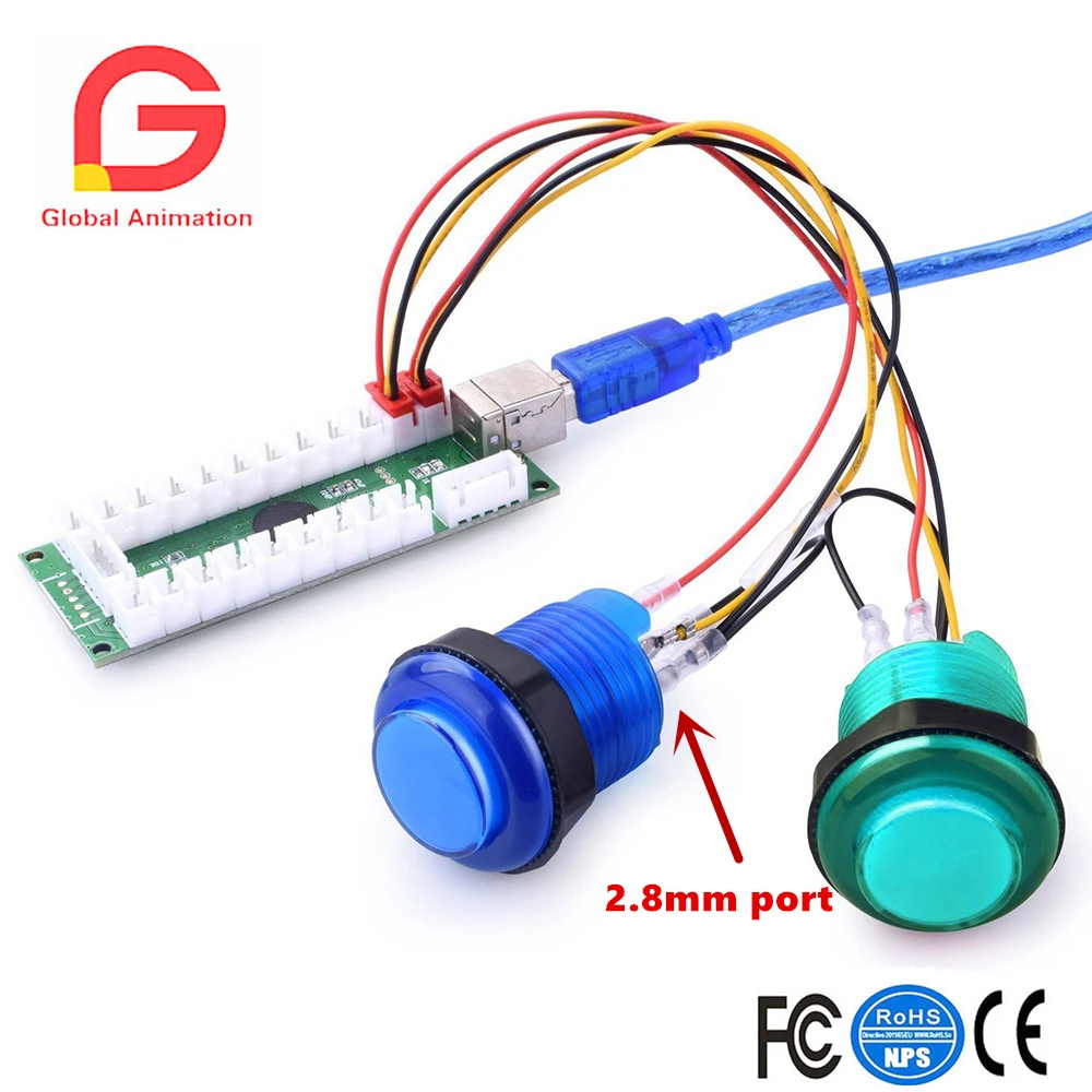 2 игрока в ПК Аркада Raspberry Pi включает 5 светодиодный джойстик с подсветкой + DIY