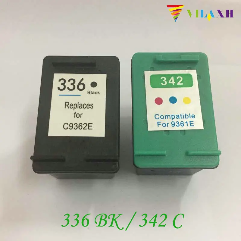 

vilaxh Compatible Ink Cartridge Replacement for HP 336 342 For Photosmart C3100 C3110 C3125 C3140 C3150 C3185 7800 7850 Printer