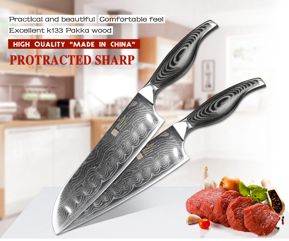 XINZUO 7 дюймов нож Santoku японский VG10 73 слоев дамасский супер стальной кухонный нож острые японские ножи повара Pakkawood ручка