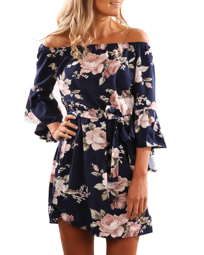 Женское мини-платье Hitmebox модное с открытыми плечами рукавами-фонариками и