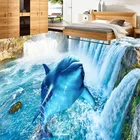 3D-обои, современные водопады, дельфин, напольная плитка, настенные Стикеры, ПВХ, водонепроницаемые самоклеящиеся обои для гостиной, спальни, 3 D