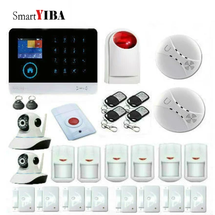 

SmartYIBA 3G WCDMA WIFI домашняя охранная сигнализация Сенсорная панель беспроводная домашняя система охранной сигнализации Видео IP камера дымовые ...
