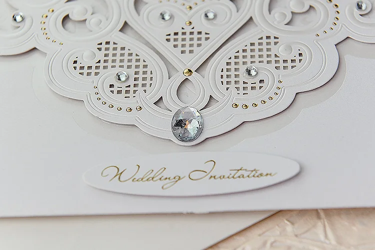 Wedding card with popular luxury jewelry decor designs latest gold and pearl foil invitation cards free shipping | Дом и сад