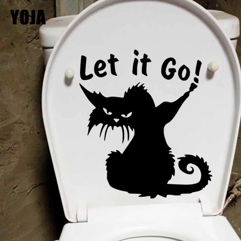 YOJA 22,1X24 см WC забавный кот Let It Go наклейка для сиденья унитаза ванная комната дома Наклейка на стену T5-0039
