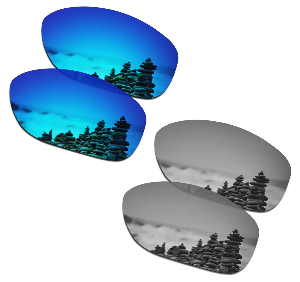 

SmartVLT 2 Pairs Polarized Sunglasses Replacement Lenses for Oakley She's Unstoppable Ice Blue and Silver Titanium