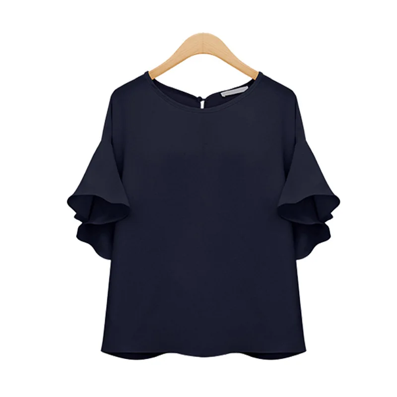 Женская шифоновая футболка с рукавом бабочкой свободная тонкая летняя новинка