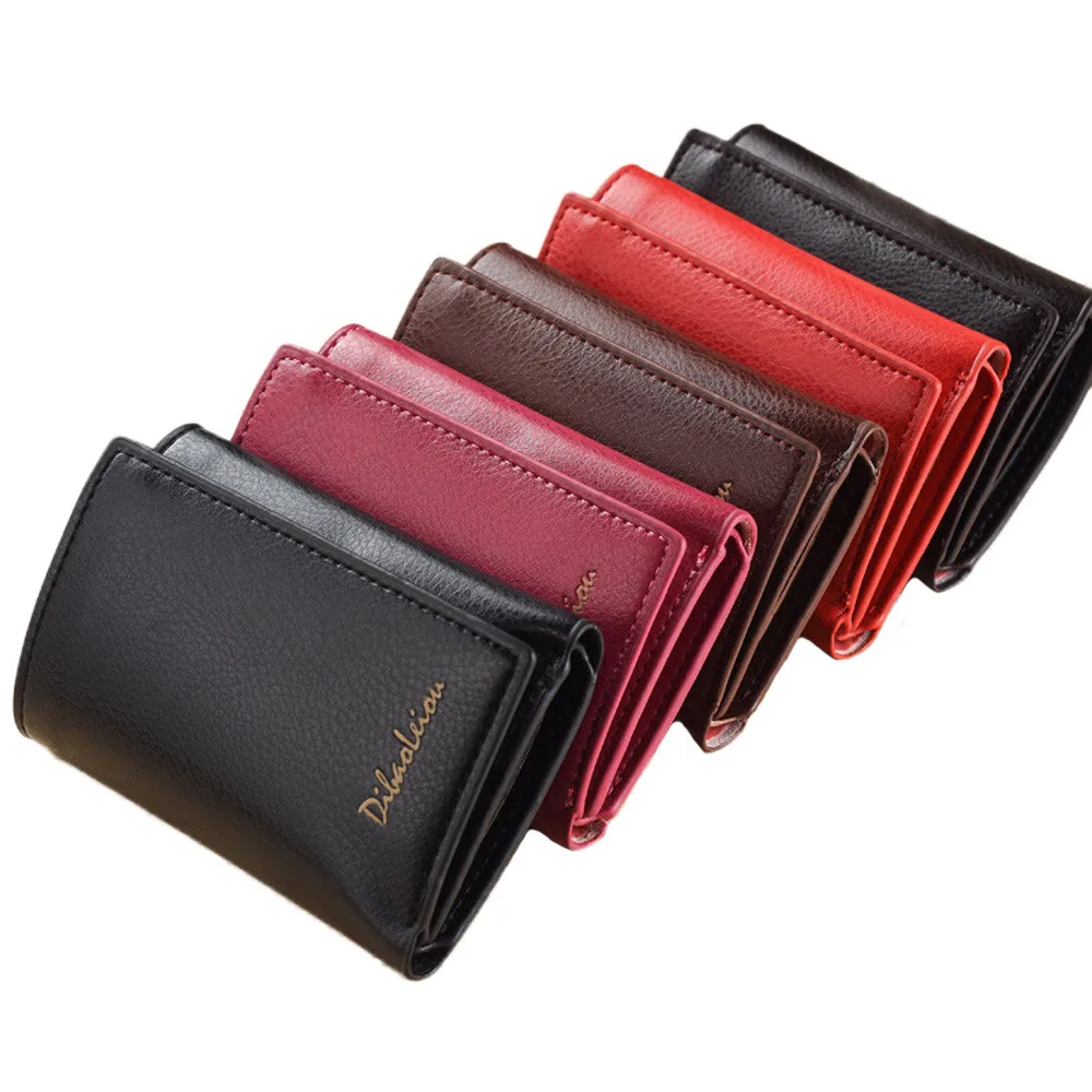 Aelicy унисекс Фирменная Новинка Короткие бумажник нейтральный Tri-fold кожаный Бизнес бумажник сцепления Для женщин Мужчины Hasp карты сумки кошелек