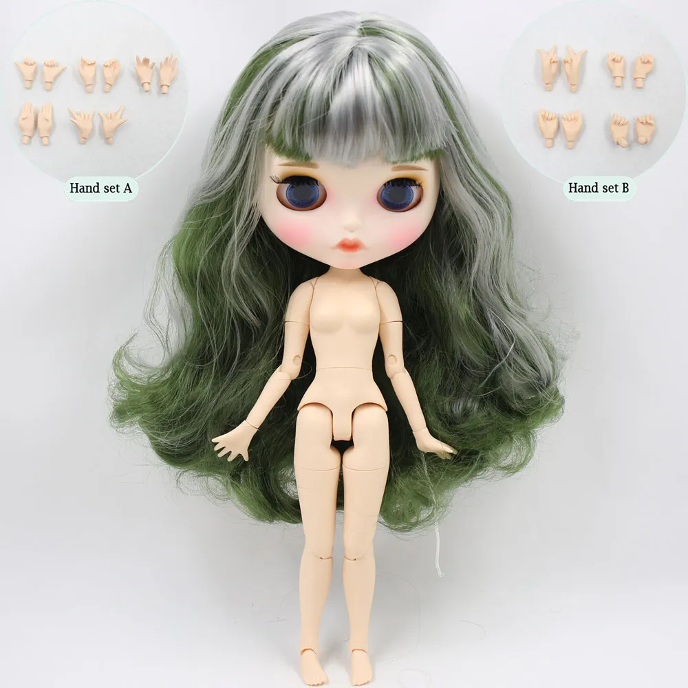 C doll with hand AB ICY Nude Blyth изготовленная на заказ кукла No. BL4299/9084 зеленая смесь серебряные волосы 1/6 bjd, pullip, licca, jerryberry - Цвет: C doll with hand AB