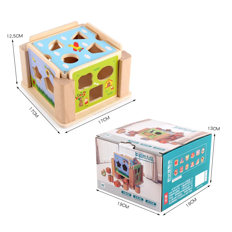Wood Multifunctional Intelligence Box Wooden Toys for Children Eduaction Learning Toy Multi Shape Matching Sorter Block Kids | Игрушки и