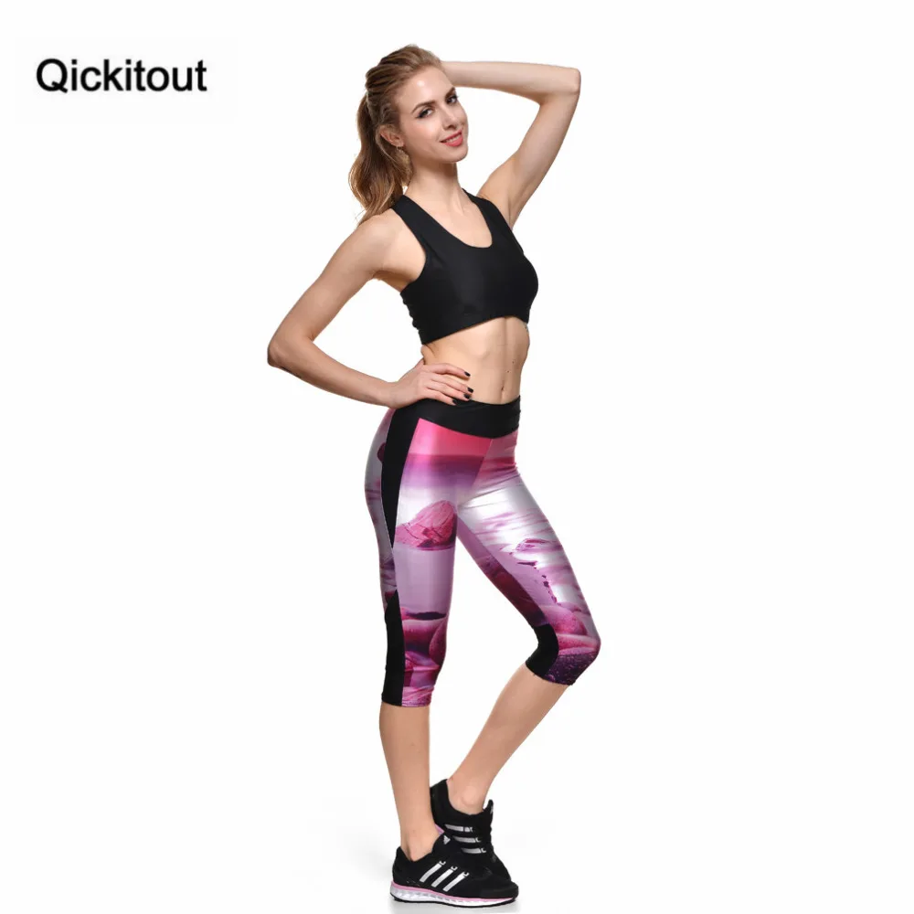 Брюки Капри бренда qickitout 2016 модные новые женские 7 точечные брюки закат пляж