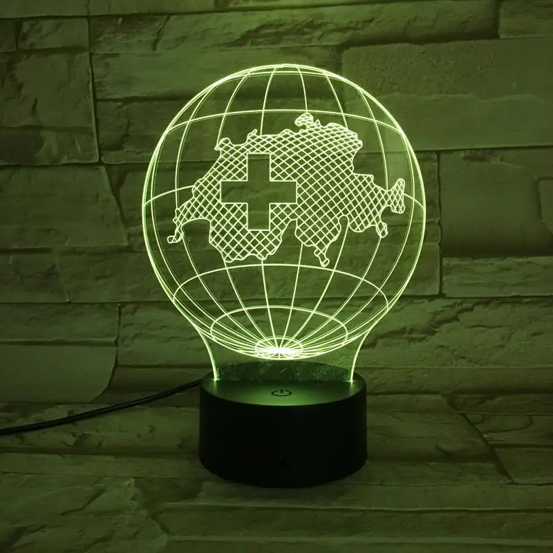 Швейцарская карта земли 3d лампа иллюзия ночной Светильник СВЕТОДИОДНЫЙ ная