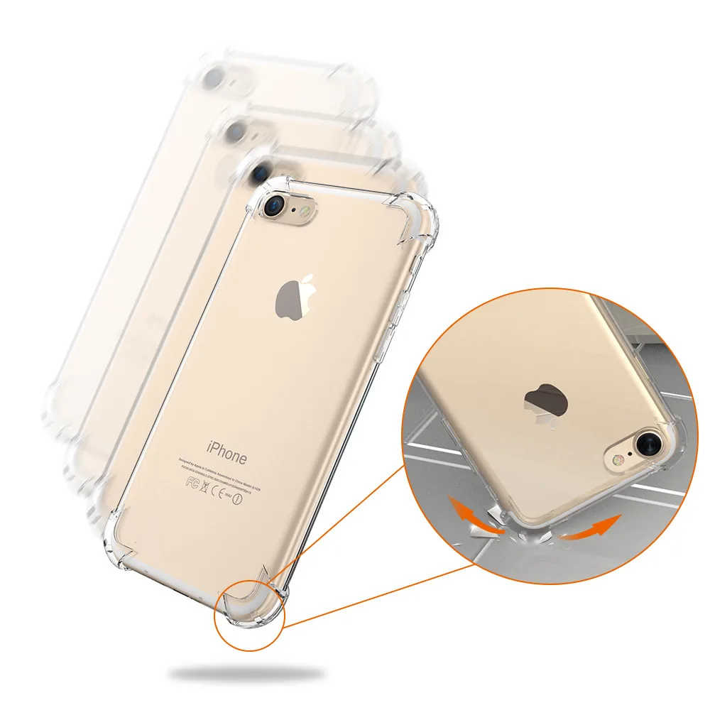 Floveme анти стук чехол для iPhone 6 7 5S Коке iphone 6S Fundas Ясно Назад Samsung Galaxy S8 S7 Xiaomi 5 делам