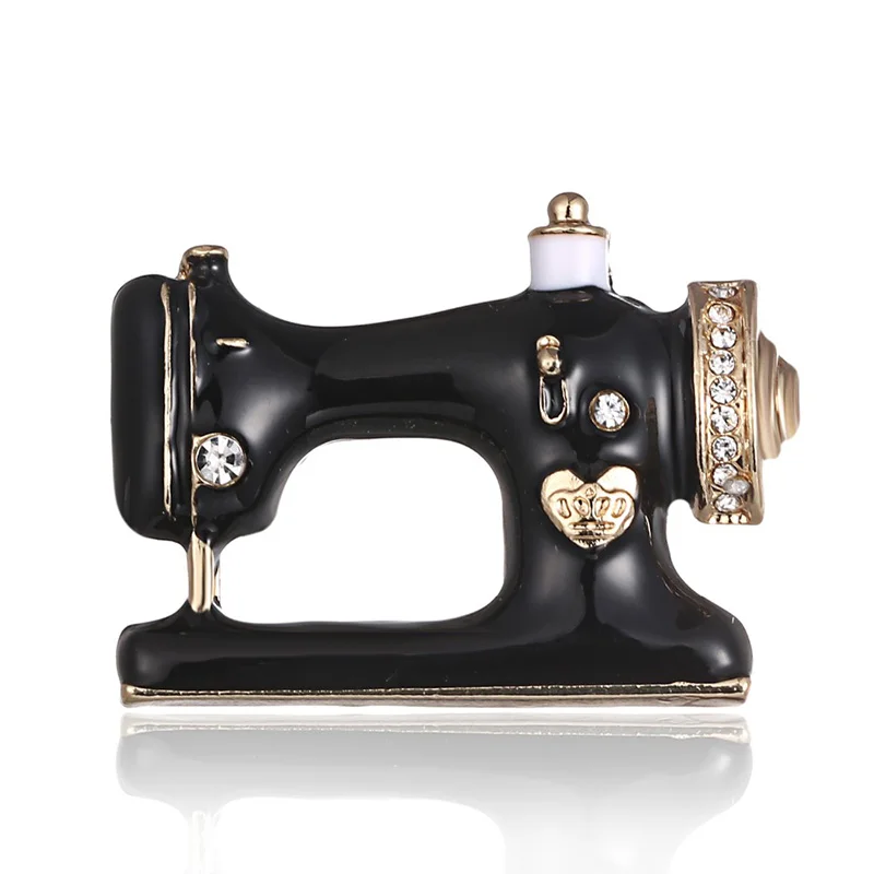 Фото Наперсток игольчатая нить швея черная брошь в виде швейной машины Женская
