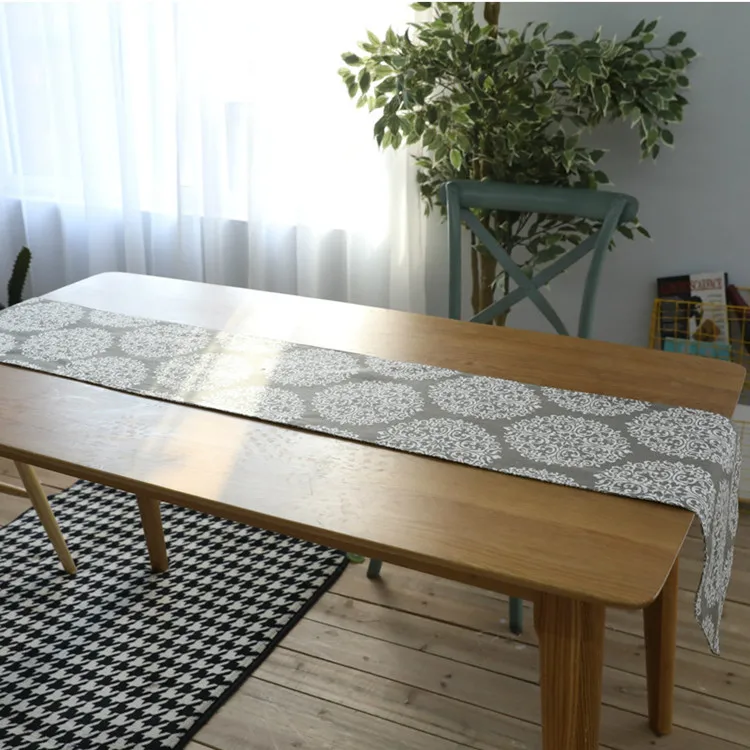 Белая большая настольная дорожка с цветами Decoracion Mesa Hogar из хлопка и льна Chemin De Table Tafelloper вечерние свадебные украшения