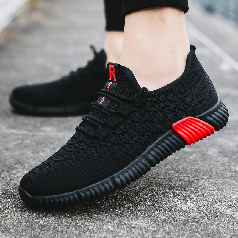 2019 мужская обувь повседневная черные кроссовки на шнуровке мягкая без шнуровки