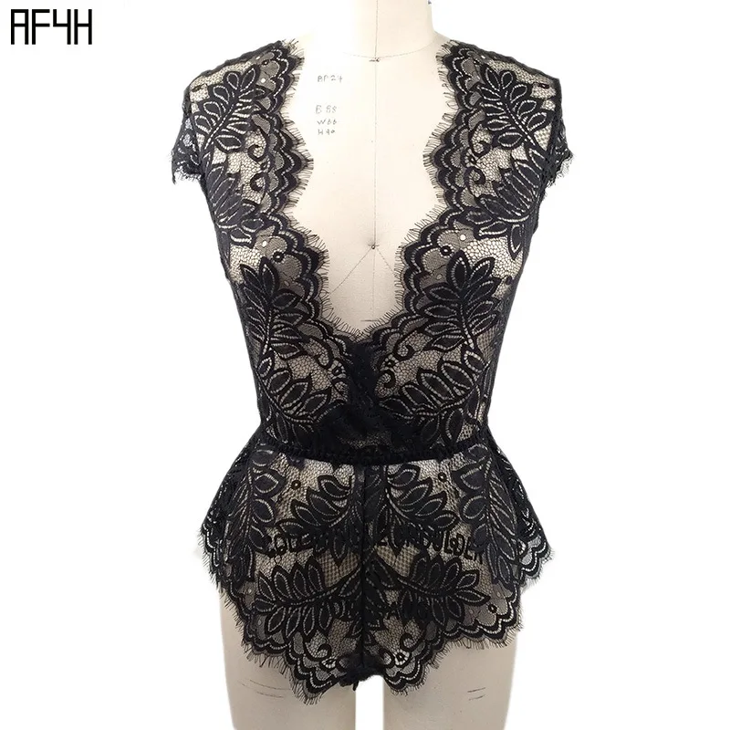 MILLYN Erotic Lingerie Plus Size Lace Teddy V Neck Sexy Hot Transparent Teddies Sleepwear |