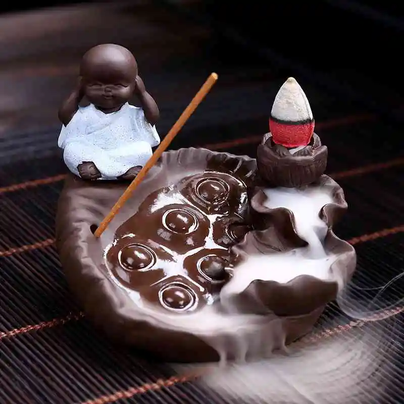 The Lovely Little Monk Buddha курильница с обратным потоком держатель для благовоний