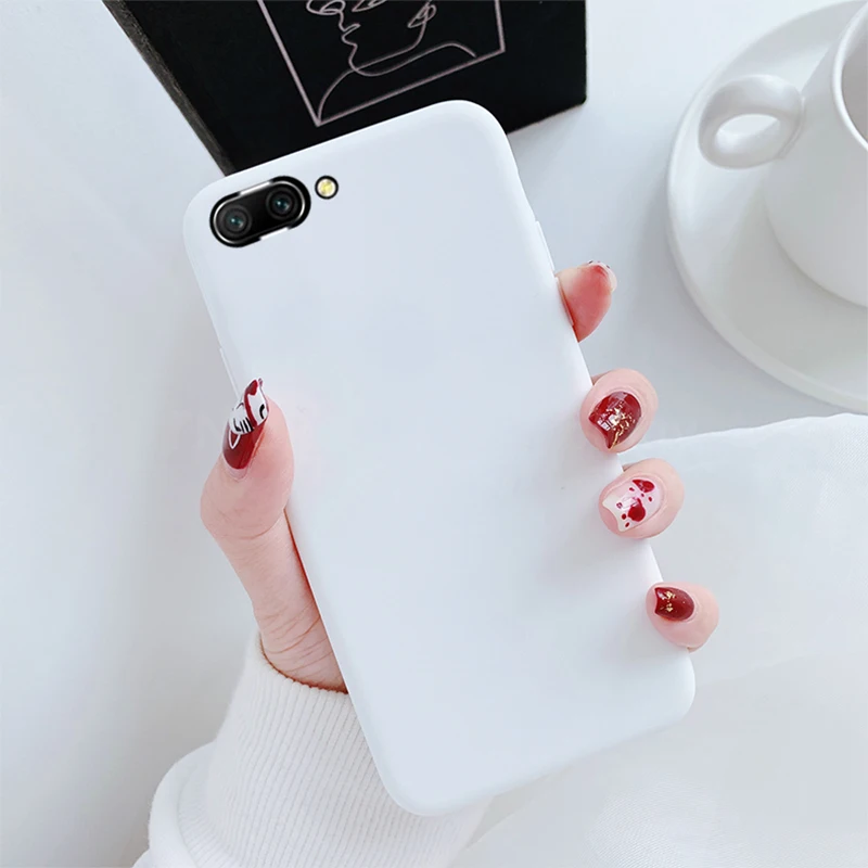 Белый Мягкий силиконовый чехол ярких цветов для Huawei P20 Pro P10 P9 P8 Lite Mate 10 honor 8 9 Lite P Smart Y9, задняя крышка для сотового телефона - Цвет: Белый