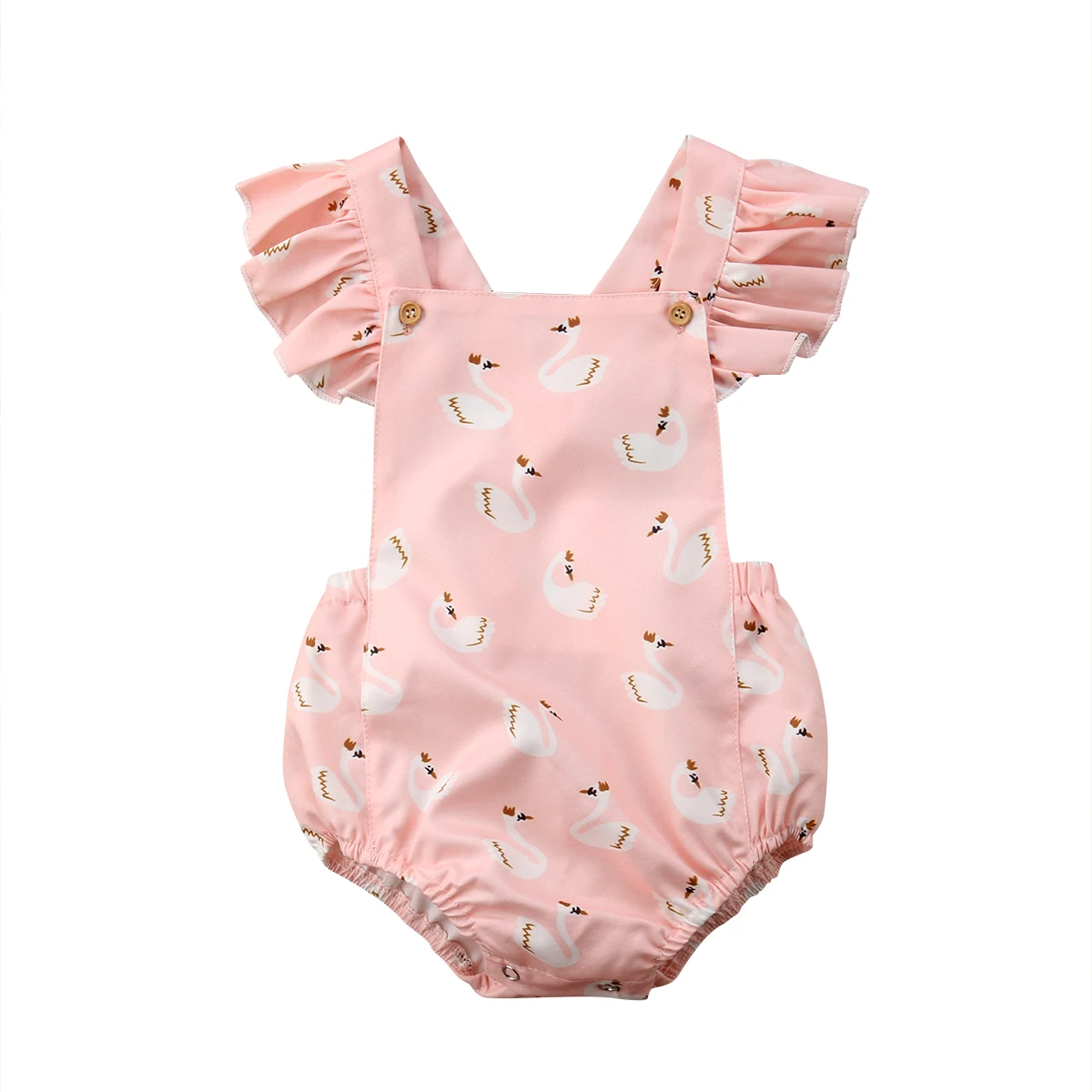 

Toddler Baby Girls Summer Lovely Pretty Romper 0-3Y Short Petal Sleeve Cartoon Animal Print Pink Jumpsuits Romper Baby Clothes