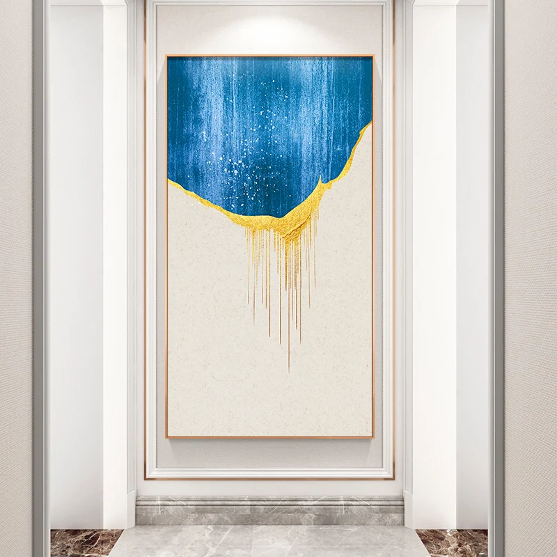Абстрактный поток цвет синий n Белый стиль рисования на холсте Плакаты печати для