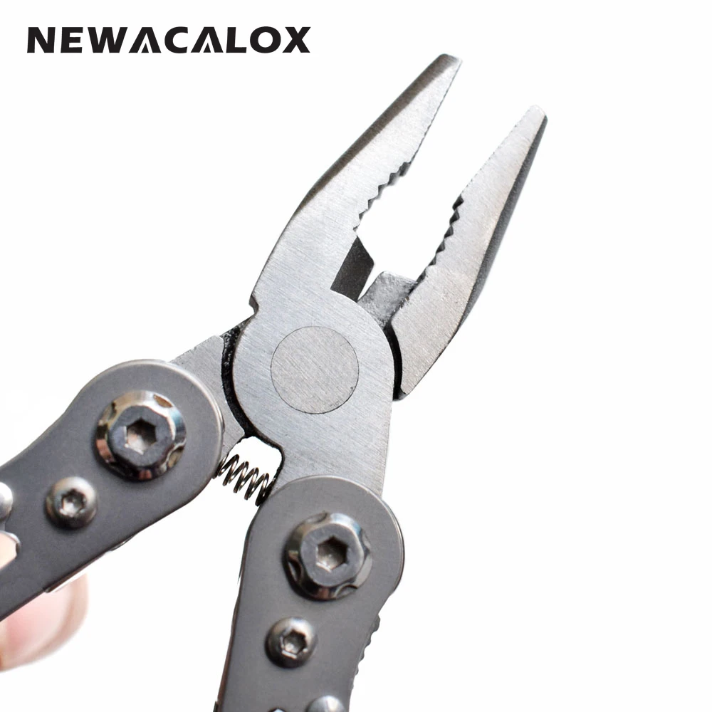 NEWACALOX Мульти карманный мини складной плоскогубцы Портативный Открытый Ручные инструменты проволока отвертка Ножи пила Выживание Многофункциональный брелок