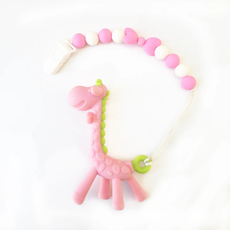 Силиконовая цепочка для соски-пустышки ручной работы 3D животное жираф