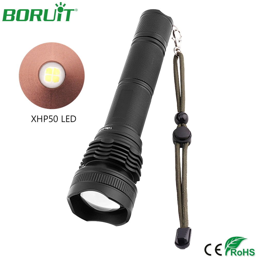 BORUiT мощный 20 Вт 3800lm XHP50 светодиодный мигающий фонарик водонепроницаемый Тактический кемпинг охотничьи фонари 18650 26650