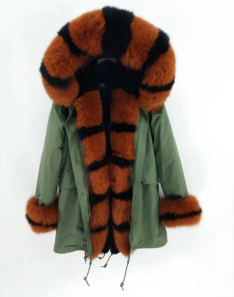 3 OFTBUY, парка из натурального Лисьего меха, Длинные парки, зимняя куртка для женщин, натуральный Лисий мех, пальто с капюшоном, Толстая теплая уличная одежда, роскошный бренд, бренд - Цвет: 3