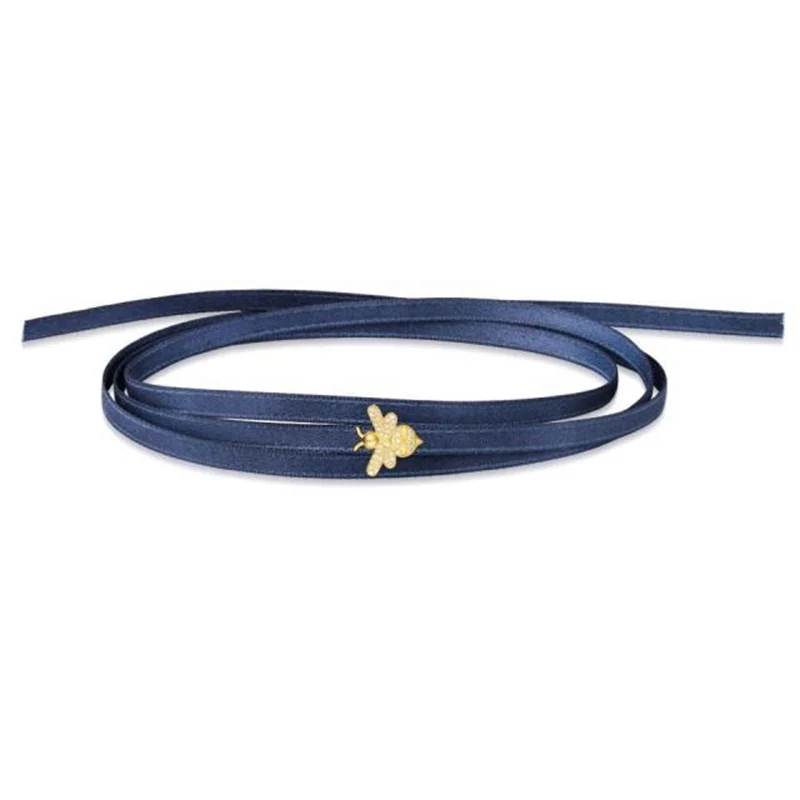 gold blue Модные Пчелы серьги в форме животных чокер и серьги ожерелье ювелирный набор 925 серебро Циркон женский свадебный набор ювелирных изделий в форме животных - Окраска металла: gold blue