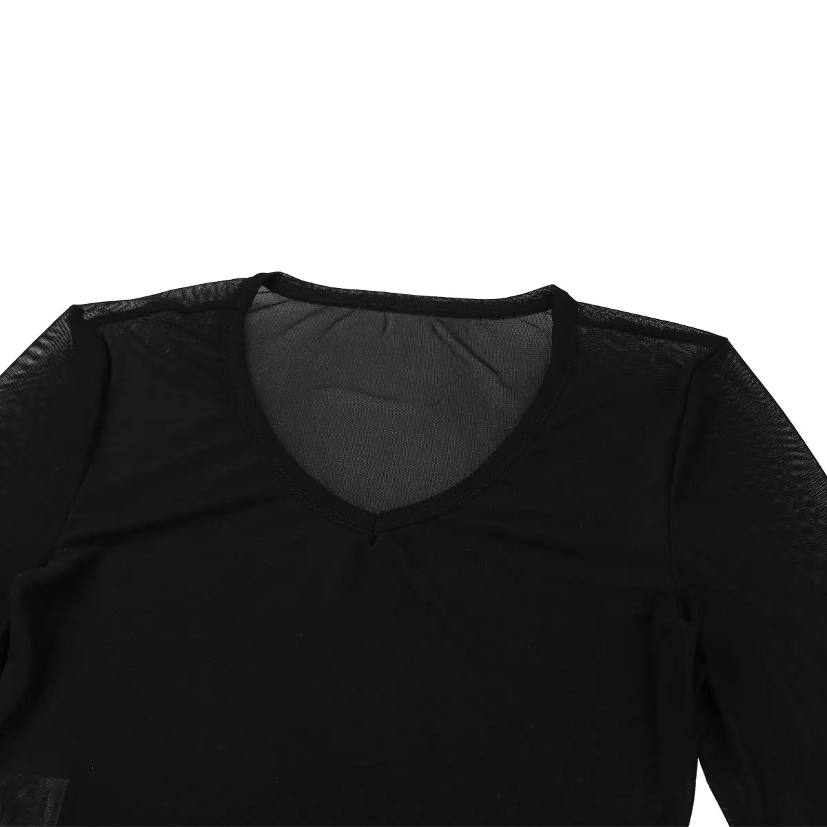 Женский укороченный топ TiaoBug черный сетчатый прозрачный короткий с V образным