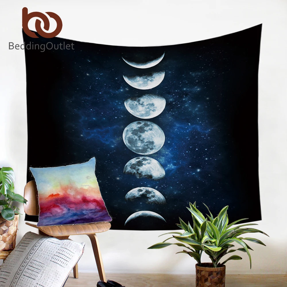

Постельное белье Outlet Moon Eclipse Changing гобелен с 3D принтом галактики ковер пейзаж гобелен домашний Декор настенный 2 размера