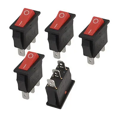 5 шт. красный световой индикатор 3 Pin SPST ON OFF кулисный переключатель