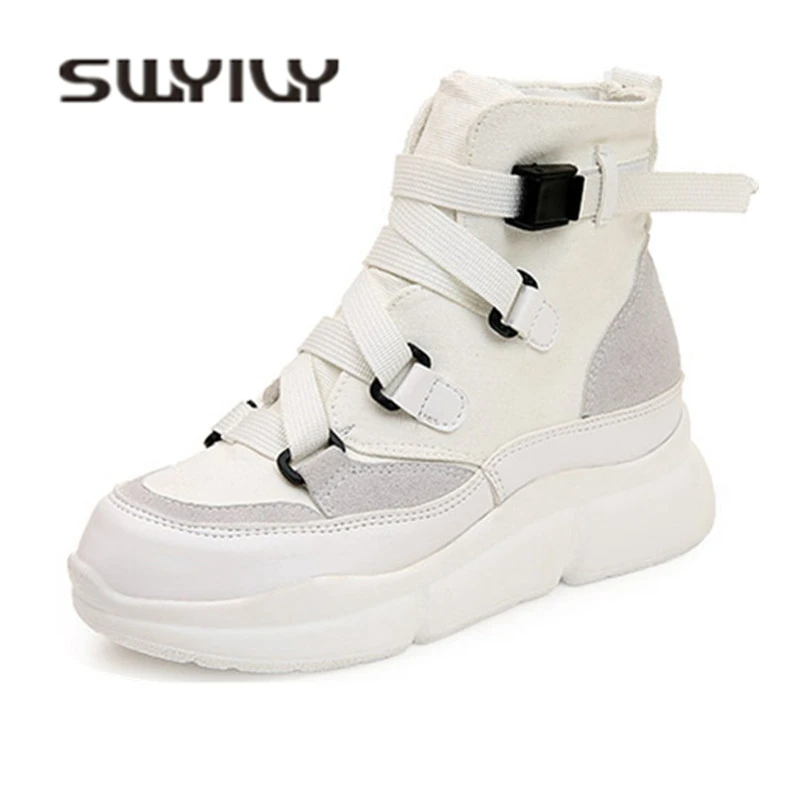 SWYIVY обувь; женские кеды на высокой платформе; коллекция года; сезон весна; женская обувь; повседневные Черные и белые дышащие кроссовки; Zapatos; повседневная обувь; Mujer